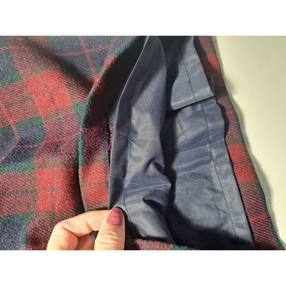 Vtg Sag Harbor Red & Navy Plaid Pleated Wool Blend Shorts Size 14 Lined Womens - Picture 7 of 10
